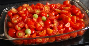 Tomatoes ready for baking