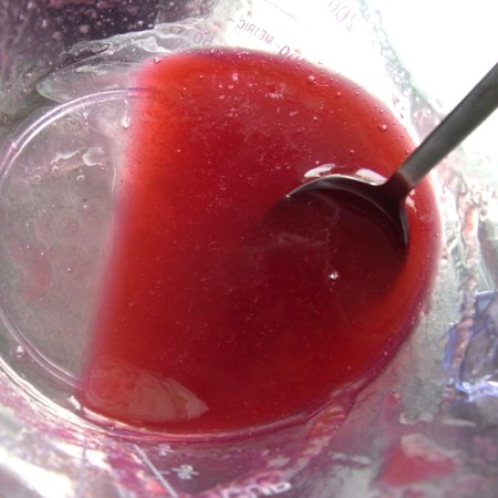 The finished rhubarb syrup