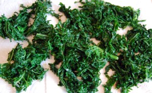 Seaweed Kale, blanched and drying