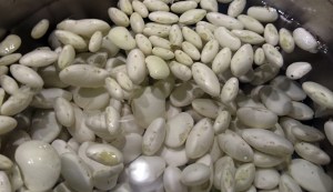 The green beans shelled and ready for cooking