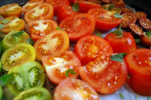 Ready for drying, dressed with oregano, salt and pepper