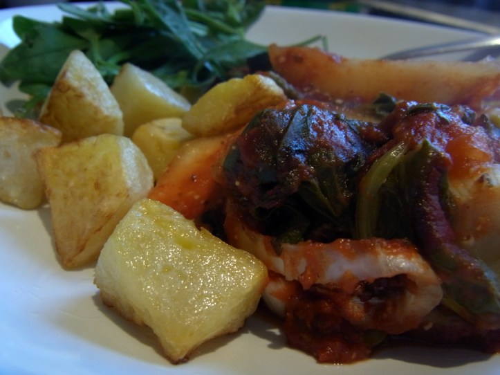 Serve with some of those turnips from earlier, boiled then fried crisp