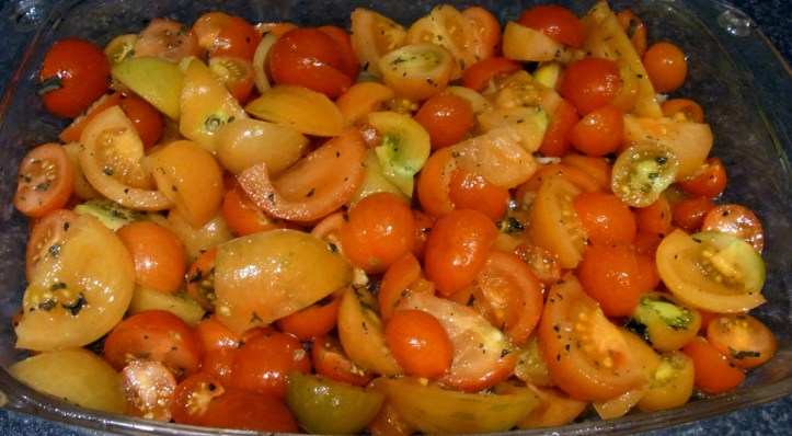 Preparing to roast tomatoes