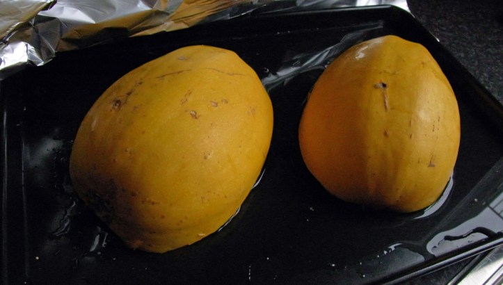 Baking spaghetti squash