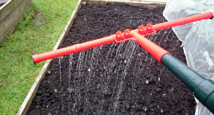 A watering bar is good for nematodes but be sure that the sprinkler holes are big enough to let the mix through.