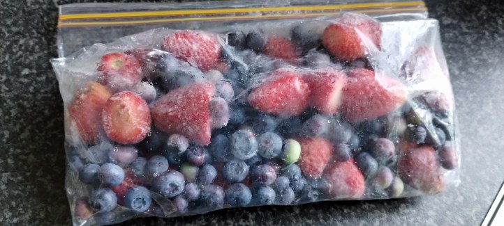 Freezing the fruit for jam making later in the year